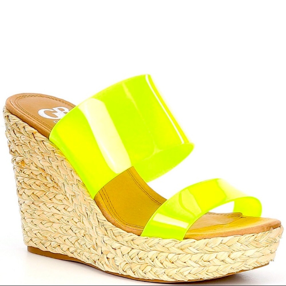 Gianni Bini After Hours Raffia Vinyl Wedge - Picture 1 of 7